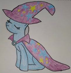 Size: 2138x2197 | Tagged: safe, artist:cosmicspark, derpibooru import, trixie, unicorn, female, solo, traditional art