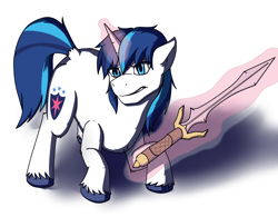 Size: 1600x1249 | Tagged: safe, artist:supervanman64, shining armor, pony, unicorn, levitation, magic, sword, telekinesis