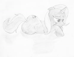 Size: 1280x994 | Tagged: safe, artist:doublebackstitcharts, derpibooru import, trixie, pony, unicorn, crying, female, mare, monochrome, solo, traditional art