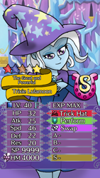 Size: 540x960 | Tagged: safe, artist:pokecure123, derpibooru import, trixie, equestria girls, fall formal outfits, fire emblem, fire emblem heroes, parody, stats, twilight's castle