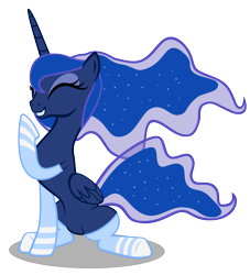 Size: 5000x5500 | Tagged: safe, artist:cencerberon, princess luna, alicorn, pony, .svg available, absurd resolution, clothes, laughing, show accurate, simple background, sitting, socks, solo, striped socks, transparent background, vector