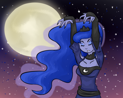 Size: 1000x800 | Tagged: safe, artist:smartblondessarcasm, princess luna, equestria girls, eyes closed, humanized, moon, moonrise, nail polish, pony coloring, solo