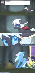 Size: 1280x2645 | Tagged: safe, artist:noodlefreak88, derpibooru import, trixie, oc, oc:gidjit, changeling, unicorn, ask, comic, crying, mud, sad, trixie's wagon, tumblr, tumblr:ask-gidjit