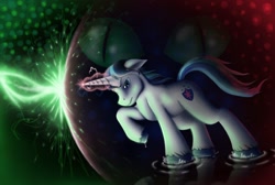 Size: 2000x1343 | Tagged: safe, artist:anadukune, shining armor, pony, unicorn, fight, force field, magic