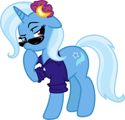 Size: 5000x4799 | Tagged: safe, artist:raininess, artist:weegeestareatyou, derpibooru import, trixie, pony, unicorn, absurd resolution, clothes, female, mare, shirt, solo, sunglasses