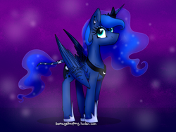 Size: 1600x1200 | Tagged: safe, artist:suenden-hund, princess luna, alicorn, pony, female, horn, mare, simple background, solo