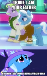 Size: 500x802 | Tagged: safe, derpibooru import, edit, edited screencap, screencap, jack pot, trixie, earth pony, pony, unicorn, grannies gone wild, female, image macro, male, mare, meme, screencap comic, stallion, star wars, trixie yells at everything