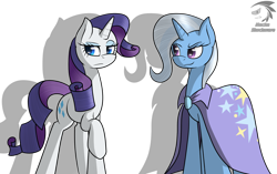 Size: 1224x768 | Tagged: safe, artist:mechashockwave, derpibooru import, rarity, trixie, pony, unicorn