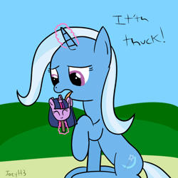 Size: 800x800 | Tagged: safe, artist:joey, derpibooru import, trixie, twilight sparkle, pony, unicorn, 30 minute art challenge, female, mare, popsicle, solo