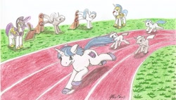 Size: 2336x1328 | Tagged: safe, artist:stardustchild01, shining armor, pony, unicorn, kick, race, royal guard, training, whistle