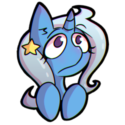 Size: 500x500 | Tagged: safe, artist:flan, derpibooru import, trixie, unicorn, bust, female, hairpin, mare, messy hair, simple background, solo, transparent background