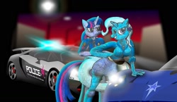 Size: 1550x900 | Tagged: safe, artist:gonein10seconds, derpibooru import, trixie, twilight sparkle, twilight sparkle (alicorn), alicorn, anthro, car, grand theft auto, hypercar, lamborghini, lamborghini sesto elemento, need for speed, pagani, pagani huayra, police, supercar