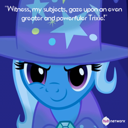 Size: 549x549 | Tagged: safe, derpibooru import, trixie, pony, unicorn, female, hub logo, hub network, mare, official, solo, text, villaintines day