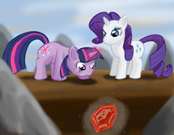 Size: 3600x2800 | Tagged: safe, artist:renigami, derpibooru import, rarity, twilight sparkle, pony, unicorn, gem, high res