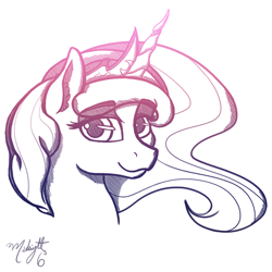 Size: 800x800 | Tagged: safe, artist:midnightsix3, princess luna, alicorn, pony, lunadoodle, portrait, solo, style emulation