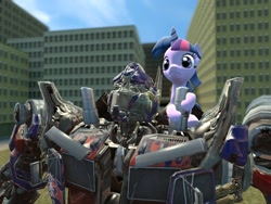 Size: 1024x768 | Tagged: safe, derpibooru import, twilight sparkle, gmod, optimus prime, transformers