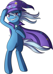 Size: 1845x2556 | Tagged: safe, artist:arastane-siryphia, derpibooru import, trixie, pony, bipedal, grin, smiling, solo