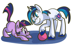 Size: 1001x623 | Tagged: safe, artist:ponygoggles, shining armor, twilight sparkle, pony, unicorn, ball, filly