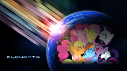 Size: 1920x1080 | Tagged: safe, artist:qsteel, artist:tadashi--kun, derpibooru import, applejack, fluttershy, pinkie pie, rainbow dash, rarity, twilight sparkle, earth pony, pegasus, pony, unicorn, earth, mane six, space, wallpaper