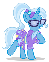 Size: 627x800 | Tagged: safe, artist:pixelkitties, derpibooru import, trixie, pony, unicorn, adorkable, alternate hairstyle, clothes, cute, dork, female, glasses, mare, simple background, solo, swag, transparent background, vector