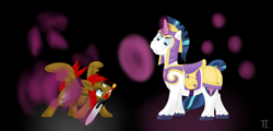 Size: 2500x1200 | Tagged: safe, artist:thexiiilightning, shining armor, oc, pony, unicorn, fight