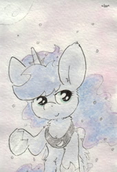 Size: 676x995 | Tagged: safe, artist:slightlyshade, princess luna, alicorn, pony, poppy seeds, solo, traditional art