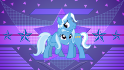 Size: 3840x2160 | Tagged: safe, artist:cheezedoodle96, artist:laszlvfx, derpibooru import, edit, jack pot, trixie, pony, unicorn, grannies gone wild, crying, father and child, father and daughter, female, hug, like father like daughter, male, mare, parent and child, tears of joy, wallpaper, wallpaper edit