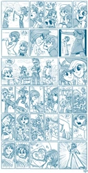 Size: 1024x2000 | Tagged: safe, artist:glancojusticar, apple bloom, applejack, big macintosh, opalescence, rarity, sweetie belle, human, comic:sisterhooves social, sisterhooves social, barefoot, comic, feet, female, humanized, male, monochrome, scene interpretation