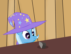 Size: 1200x900 | Tagged: safe, artist:evil-dec0y, derpibooru import, trixie, pony, unicorn, crying, death, female, hat, mare, rock, solo