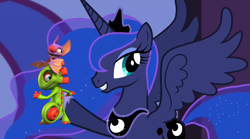 Size: 1024x570 | Tagged: safe, edit, edited screencap, screencap, princess luna, alicorn, pony, princess spike (episode), laylee, yooka, yooka-laylee, yooka-laylee (game)