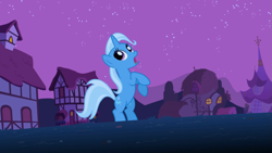 Size: 1365x768 | Tagged: safe, derpibooru import, screencap, trixie, pony, unicorn, boast busters, alternative cutie mark placement, animation error, female, inner thigh cutie mark, mare, solo