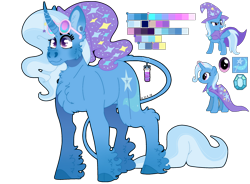 Size: 2560x1880 | Tagged: safe, artist:eleamorbid, derpibooru import, trixie, classical unicorn, pony, unicorn, cheek fluff, chest fluff, cloven hooves, curved horn, ear fluff, leonine tail, simple background, smiling, solo, transparent background, unshorn fetlocks