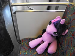 Size: 3648x2736 | Tagged: safe, derpibooru import, twilight sparkle, hasbro, high res, irl, photo, plushie, train