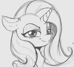 Size: 504x455 | Tagged: safe, artist:tre, derpibooru import, trixie, pony, unicorn, female, gray background, grayscale, mare, monochrome, simple background, solo, traditional art