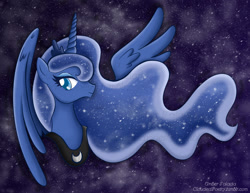 Size: 899x695 | Tagged: safe, artist:boundbyribbon, princess luna, alicorn, pony, female, horn, mare, simple background, solo