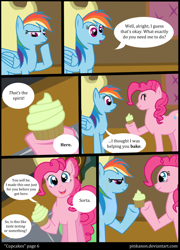 Size: 1000x1390 | Tagged: safe, artist:pinkanon, pinkie pie, rainbow dash, earth pony, pegasus, pony, comic:cupcakes the comic, fanfic:cupcakes, comic, cupcake, female, mare