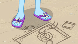 Size: 1146x643 | Tagged: safe, derpibooru import, edit, edited screencap, screencap, trixie, better together, equestria girls, friendship math, feet, female, legs, pictures of legs, sandals, solo