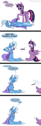 Size: 800x2468 | Tagged: safe, artist:deusexequus, derpibooru import, trixie, twilight sparkle, twilight sparkle (alicorn), alicorn, pony, unicorn, chest fluff, comic, ear fluff, female, heart attack, impossibly large ears, mare, playing dead, twitch