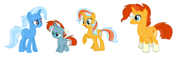 Size: 2768x892 | Tagged: safe, artist:thesmall-artist, derpibooru import, sunburst, trixie, oc, oc:light star, oc:sun trick, pony, unicorn, base used, colt, female, male, mare, offspring, parent:sunburst, parent:trixie, parents:trixburst, simple background, transparent background, trixburst