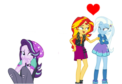 Size: 660x458 | Tagged: safe, derpibooru import, starlight glimmer, sunset shimmer, trixie, better together, equestria girls, forgotten friendship, female, lesbian, op failed at starting shit, op is a cuck, op is trying to start shit, shipping, suntrix