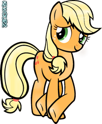 Size: 811x984 | Tagged: safe, artist:kewcio122, applejack, earth pony, pony, crossed hooves, female, hatless, mare, missing accessory, simple background, solo, transparent background