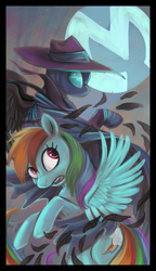 Size: 1300x2260 | Tagged: safe, artist:sharpie91, mare do well, rainbow dash, pegasus, pony, clothes, costume, duo, female, hat, mare