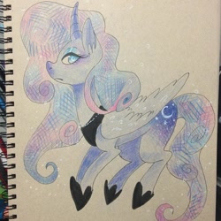 Size: 1080x1080 | Tagged: safe, artist:ellamred, princess luna, alicorn, pony, female, horn, mare, solo, traditional art