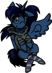 Size: 415x579 | Tagged: safe, artist:ask-trixie-the-wanderer, princess luna, alicorn, pony, clothes, hoodie, socks, solo, striped socks