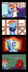 Size: 700x1750 | Tagged: safe, artist:uc77, mare do well, rainbow dash, pegasus, pony, comic, crossover, female, mare, shocked, spider-man, unmasked