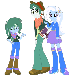 Size: 571x603 | Tagged: safe, artist:margaretlovez, derpibooru import, scott green, trixie, equestria girls, crack shipping, family, female, male, parent:trixie, shipping, simple background, straight, transparent background, trixiegreen