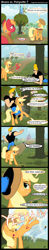 Size: 700x3560 | Tagged: safe, artist:angerelic, applejack, big macintosh, earth pony, human, pony, bravo vs. ponyville, comic, crossover, female, human male, humans riding ponies, johnny bravo, kicking, lip bite, male, mare, riding, stallion, yeehaw