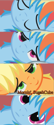 Size: 800x1836 | Tagged: safe, artist:kurokaji11, applejack, rainbow dash, earth pony, pegasus, pony, appledash, bed meme, exploitable meme, female, lesbian, mare, meme, morning after, shipping, waking up