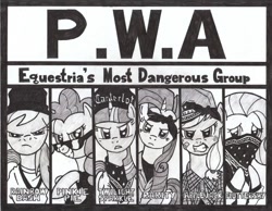 Size: 900x697 | Tagged: safe, artist:oralceugamus, derpibooru import, applejack, fluttershy, pinkie pie, rainbow dash, rarity, twilight sparkle, earth pony, pegasus, pony, unicorn, crossover, gangsta, hip hop, mane six, nwa, rap