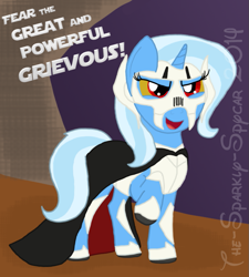 Size: 765x849 | Tagged: safe, artist:the-sparkly-spycar, derpibooru import, trixie, pony, unicorn, clothes, costume, crossover, female, general grievous, mare, solo, star wars